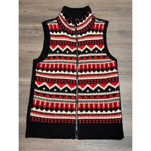 Lauren Active Ralph Lauren Fair Isle Knit Vest Full Zip Mock Neck Women's L